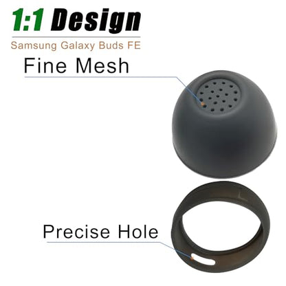 Silicone Ear Tip & Ear Wing for Samsung Galaxy Buds FE Replacement - color: Gray