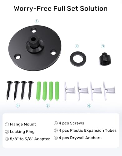 Mic Flange Mount with Anti-Slip Pad, 5/8" Male Thread, Mount on Table/Wall | For 5/8 Gooseneck, Versatile Mount for Podium, Church, Home Studio DIY, Sturdy Metal Build with Rubber Pad, Compact Design - size: 1 Pc