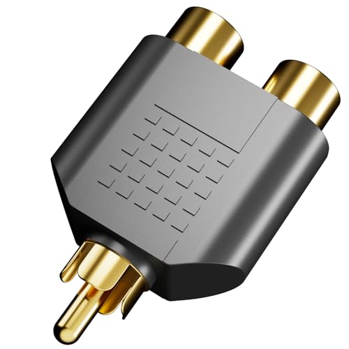 BERLAT RCA Splitter 6-Pack Gold Plated 1 Male 2 Female for TV DVD | RCA Y splitter 1 male to 2 female, Gold plated, Plug and play, For TV/amplifier/DVD/player, Extends or splits RCA signal