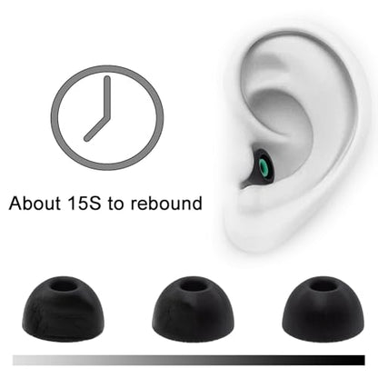 Klowcok Replacement Foam Ear Tips for Raycon Everyday/Fitness/Impact, Black | Memory Foam Earbuds Tips, 3 Pairs (S/M/L)