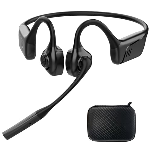 Open-Ear Headphones with Mic, Bluetooth Headphones,Truck Driver Headset | Wireless Bluetooth Headset with Noise Canceling Mic & Mute Button for Work Calls ，Sports, Drive and Meetings - color: BLACK