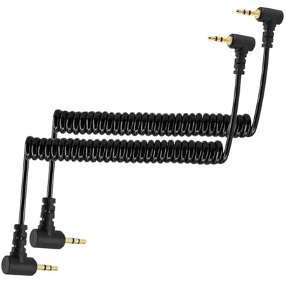 코일 2.5mm 오디오 케이블 어댑터, 2팩 3피트/1M 접이식 90도 직각 2.5mm TRS 스테레오 수 - 2.5mm 수 모노 잭 헤드폰 스피커 오디오 코드 금 도금 플러그 3극