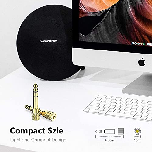 WISYIFIL 6.35mm (1/4 inch) Male to 3.5mm (1/8 inch) Female Stereo Audio Headphone TRS Jack Cable Converter,Gold Plated Copper 2 Pack