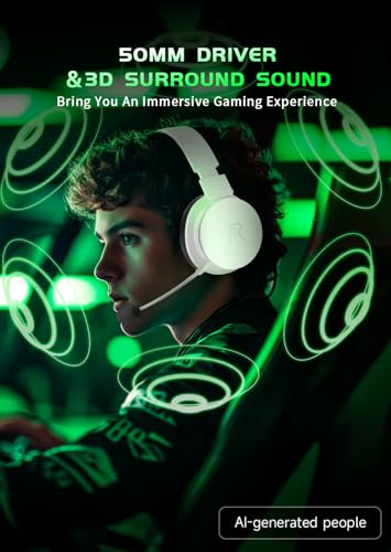 Wireless Gaming Headset for Xbox Series X|S, Xbox One, PS5, PS4-Blackwhite | Rotatable Earmuffs, 3D Surround Sound, Noise Canceling Microphones for Xbox Series X|S, Xbox One, Sega Gear, Mac - color: Blackwhite