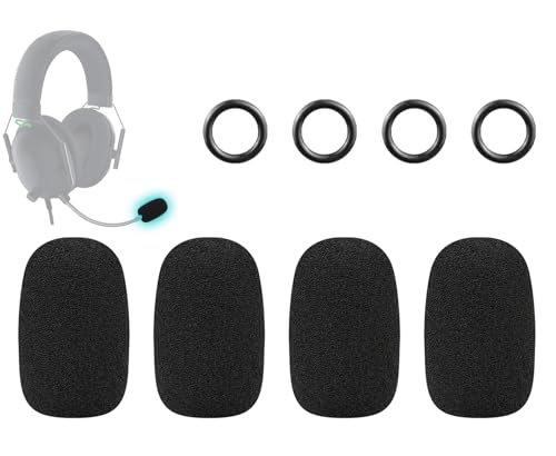 SOULWIT 4Pcs Mic Cover for Razer BlackShark V2/V2 Pro/V2 X/V3/V3 Pro/V3 X, Barracuda X, Kaira/Kaira Pro/Kaira X, Kraken V3 Pro Headsets, Protective Mic Foam Cover Pop Filter Windscreen - Black