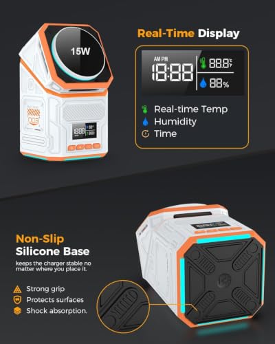 3-in-1 15W Magnetic Wireless Charger with Fan & Clock for iPhone18Pro