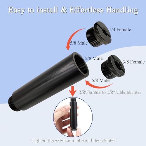 Mic Stand Adapter Kit with Extension Tube,3/8" to 5/8",1/4" to 5/8" Threaded Screw for Camera Tripod Mic Arm 13 Pack