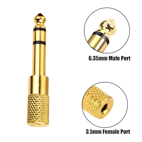 6pcs Audio Jack Adapter 6.35mm (1/4 inch) Male to 3.5mm (1/8 inch) Female Auxiliary Audio Adapter Converter for Aux Cable Headphone Guitar Amplifier - size: 6pcs 6.35M to 3.5F