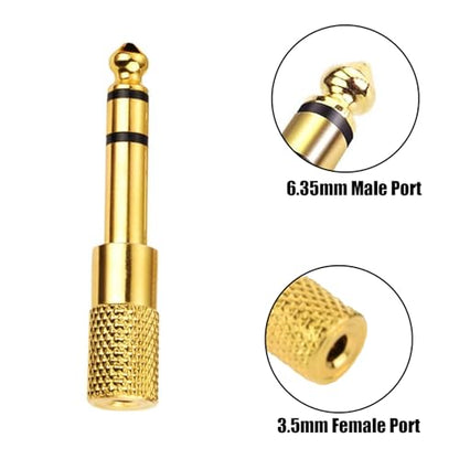 6pcs Audio Jack Adapter 6.35mm (1/4 inch) Male to 3.5mm (1/8 inch) Female Auxiliary Audio Adapter Converter for Aux Cable Headphone Guitar Amplifier - size: 6pcs 6.35M to 3.5F