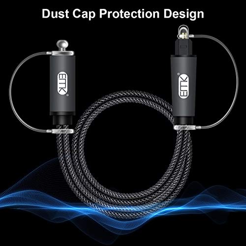 EMK Optical Extension Cable Male to Female Coupler Cord Nylon Braided Jacket 24K Gold-Plated Fiber Digital Extension Adapter Cable for Home Theater Sound bar TV 3.3ft - size: 3.3ft/1m