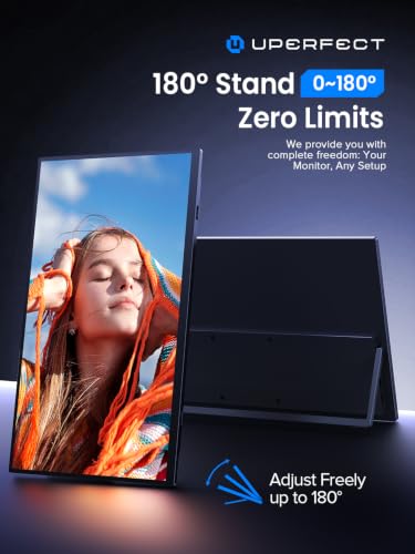 UPERFECT 4K Portable Monitor Touchscreen, 15.6” 125% sRGB Laptop Monitor | 3840*2160 UHD, 450 Nits Ultra-Slim Monitor, USB-C & MINI HDM, VESA & Stand, Travel Screen for Computer, PC, Game Consoles - size: 15.6"