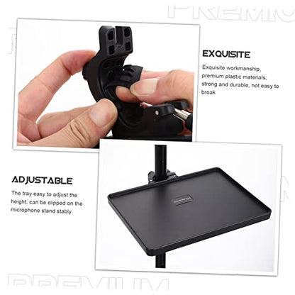 Kisangel Mic Stand Accessory Sound Card Rack Clamp-on Tray Microphone Holder Tray Plastic Construction