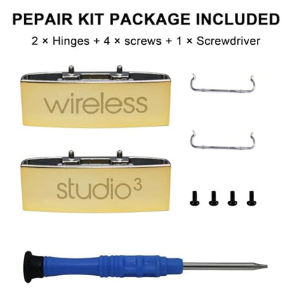 Studio 3 Hinge Replacement Headband Connector Replacement Metal Repair Parts Compatible with Beats Studio 3 Studio 3.0 (A1914) Headphones Replacement Parts Accessories Durable Repair Kit(Gold)