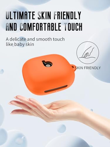Case for Beats Powerbeats Fit Earbuds 2025 (Orange) | Soft Silicone Protective Cover with Carabiner and Lanyard, Shockproof - color: Orange