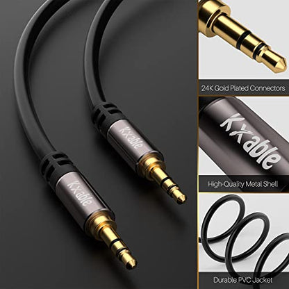 Kxable 3.5mm Aux Cable 4 Feet (2 Pack), Male to Male Auxiliary Audio Cord, Preminun Gold Plated Compatible with Headphones, iPods, iPads, iPhones, Home/Car Stereos with 5 Cable Ties - size: 4 Feet (2 Pack)