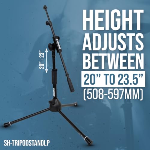 Shure by Gator Low-Profile Tripod Mic Stand with Adjustable Height and Telescoping Boom; (SH-TRIPODSTANDLP) - style: Low Profile + Boom