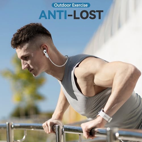 Mooyavia Ultra Strong Magnetic Anti-Lost Strap for AirPods Pro- 4 Color | Compatible with AirPods Pro 3/2/1 & AirPods 4/3/2/1,Soft Silicone Sport Neck Lanyard,Lenth 29.9 in - color: A1- Black+white+deep Blue+grey