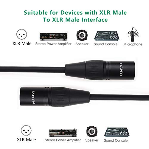 NANYI XLR Male to Male Microphone Cable, 3-Pin, DMX Patch Cord, 10ft - size: XLR Male To Male-10FT