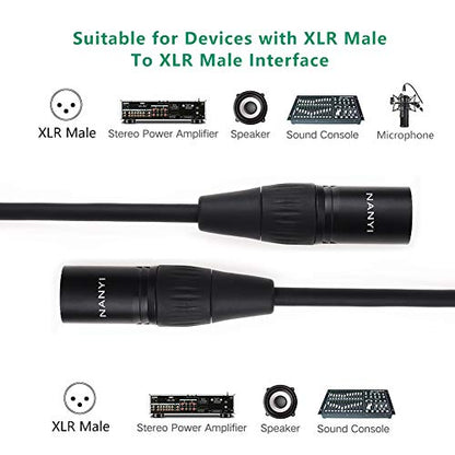 NANYI XLR Male to Male Microphone Cable, 3-Pin, DMX Patch Cord, 10ft - size: XLR Male To Male-10FT