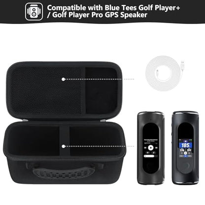 Carrying Case for Blue Tees Golf Player+, Player Pro GPS Speaker | GPS Speaker Player Protection Case with Mesh Pocket,Shoulder Strap, Shockproof, Scratch Resistant, Waterproof, Black - color: Black+Black