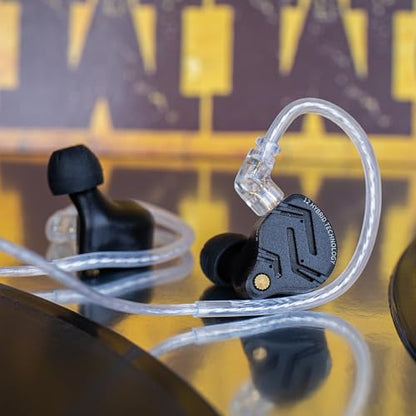 in Ear Monitor IEM Headphones,KZ ZS12 PRO X 1DD+5BA Hybrid with 4-Level Tuning Switch Gaming Earbuds,KZ Earbuds Earphones,Best in Ear Headphones (Dark Black,Tunable Version, NO Microphone) - color: Dark Black,Tunable Version, size: NO Microphone