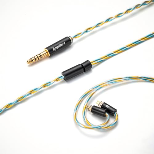 Angelears Curacao Single Crystal Copper Upgrade Cable – 4.4mm Balanced Plug, 0.78mm 2-Pin Connector, Braided IEM Audio Cable for HiFi Earphones (4.4mm)
