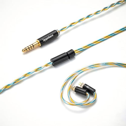 Angelears Curacao Single Crystal Copper Upgrade Cable – 4.4mm Balanced Plug, 0.78mm 2-Pin Connector, Braided IEM Audio Cable for HiFi Earphones (4.4mm)