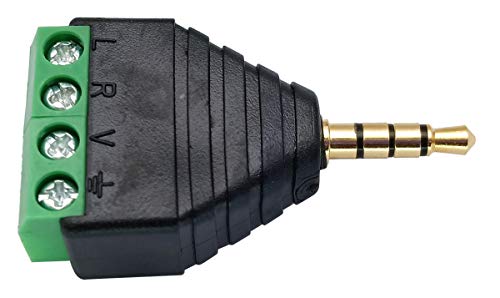 4 Pole 3.5mm Screw Terminal 3.5mm (1/8) Stereo TRRS Audio Male to AV 4 Pin Female Screw Terminal Double Track Headphone Balun Solderless Converter Adapter(5 Pack/Male) - color: Male