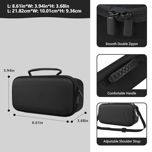 Carrying Case for Blue Tees Golf Player+, Player Pro GPS Speaker | GPS Speaker Player Protection Case with Mesh Pocket,Shoulder Strap, Shockproof, Scratch Resistant, Waterproof, Black - color: Black+Black