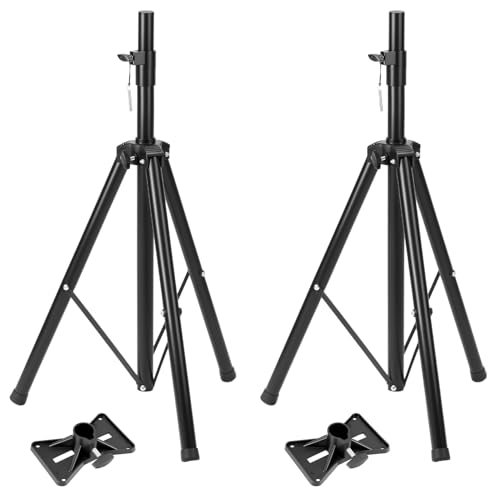 QWORK 2 Pack Adjustable PA Speaker Stands 39–77 Inches – Stable Tripod Mount for Stage, Studio & Events