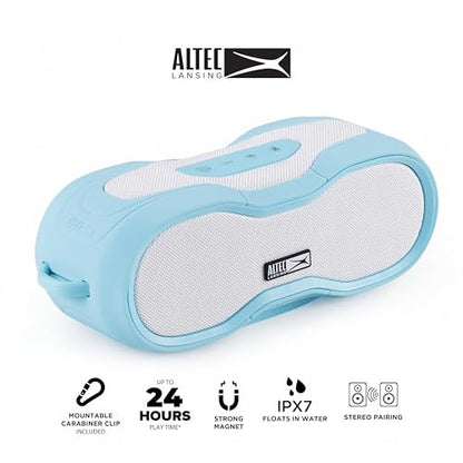 Altec Lansing - Portable Bluetooth Speaker, Waterproof IP67 - color: Aqua/White, size: Medium