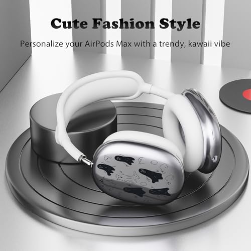 for AirPods Max Headphones Halloween Ear Covers for AirPods Max 2 | Cute Ghost Clear Ear Cups Cover | White Silicone Ear Pad Case Headband Cover for Apple AirPods Max 2/1 (2026/2024/2020) - color: Ghost F/White