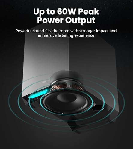 Edifier G1500 MAX 2.1 RGB Light Gaming Speakers with 4" Wood Subwoofer | 60W Peak Power, 4" Subwoofer & 2.5" Satellite Speakers, Bluetooth 5.3 & Multi-Wired Connections, 3 Sound Modes