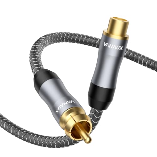 VANAUX Subwoofer Extension Cable,Male to Female Coaxial Cable,RCA Digital Audio Cord 75 ohm Gold-Plated with Braided Jacket for Home Theater,TV,Amplifier, Speaker(10ft/3m) - size: 10ft/3m, style: Male to Female-Grey
