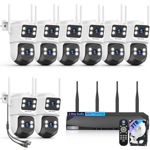 Wireless Security Camera System, 4MP PTZ Outdoor WiFi Video Surveillance | 350° PTZ Control, Color Night Vision, Motion Detection, 2-Way Audio, No Monthly Fee - size: 8-Cams 3TB HDD