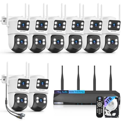 Wireless Security Camera System, 4MP PTZ Outdoor WiFi Video Surveillance | 350° PTZ Control, Color Night Vision, Motion Detection, 2-Way Audio, No Monthly Fee - size: 8-Cams 3TB HDD