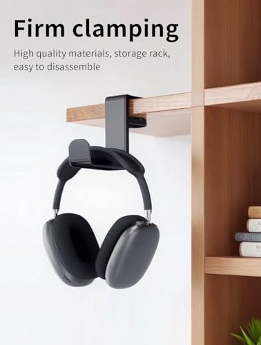 Headphone Hook，Headphone Stand，PC Gaming Headset Holder for Desk，Desk Headphone Hanger，Desk Hook with 360-Degree Adjustable Rotation - color: Black