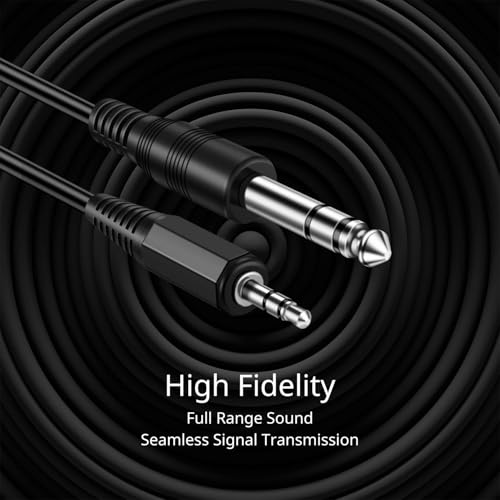 TNP 3.5mm to 6.35mm Bidirectional Stereo Audio Cable, Male to Male, 10 Feet | Quarter Inch to Headphone Jack Cord Connects Compatible Aux Devices, Amps, Speakers, Guitars, Keyboards, and Mixers - size: 10 Feet