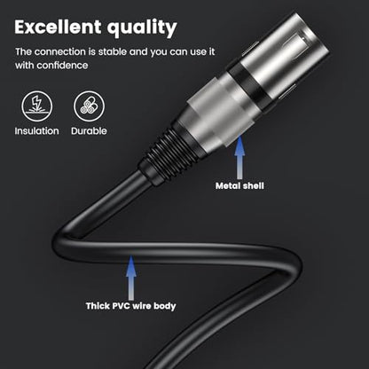 MOSWAG 1/4" to XLR Cable, 6.35mm TRS to XLR Male Balanced Cable, 6.6FT/2M | Male to Male XLR to TRS Cable, PVC material 20 AWG 4N oxygen-free copper For Speaker, Microphone, Mixer, Amplifier - size: 6.6FT/2M