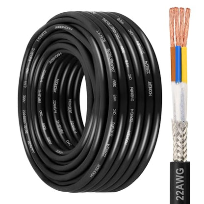 MOOKEERF 22/4 Shielded Wire 50FT,22AWG 4 Conductor Shielded Cable Stranded Pure Copper CNC Wire for CNC Router Machine,CNC VFD Spindle,3D Printer,Stepper Motor,Transformer,etc. - size: 50FT, style: 22AWG(4 Conductor)