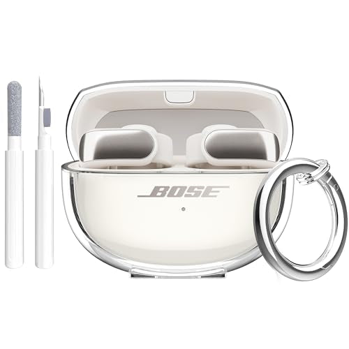Aircawin for Bose Ultra Open Earbuds Case Clear 2024,Full Protective Shockproof Soft Transparent TPU Cover for Bose Open Ear Wireless Earbud Headphone Accessories with Carabiner and Cleaning Pen-Clear - color: Clear