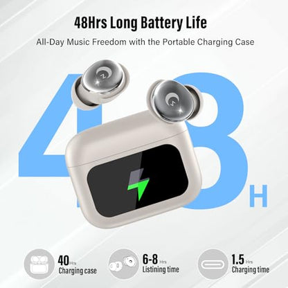 VEKJ Sleep Headphones Small Design for Side Sleepers, Clear Call Sleep Earbuds,Waterproof Earphones 2026 Off White