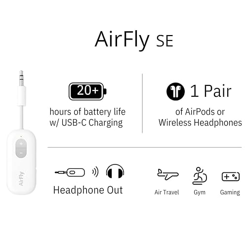 Twelve South AirFly SE Bluetooth Wireless Audio Transmitter Receiver & Twelve South Butterfly 2-in-1 USB-C MagSafe Charger - style: Bundle AirFly SE + ButterFly