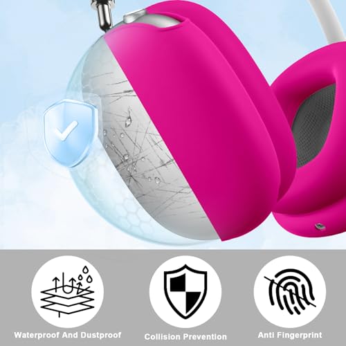 Maxjoy AirPods Max Case - Soft Silicone Ear Cups Cover, Ear Pad Case, Headband Cover - Anti-Scratch Protective Accessories for Apple AirPods Max Headphones, Rose Red - color: Rose Red