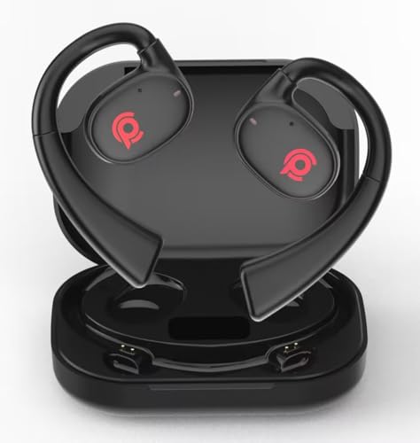 Open Ear Earbuds Bluetooth Headphone Stereo Sound Clear Call Air-Conduction | Wireless Charging Case LED Digital Display Over Ear Hook with Microphone Waterproof Earphones for Sports Running Workout Game
