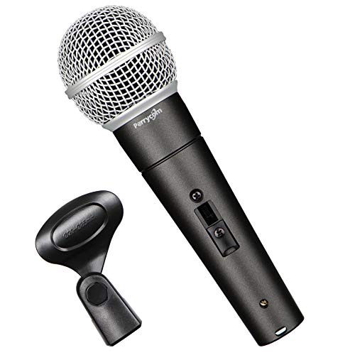 Perrycom Professional Dynamic Vocal Microphone with On and Off Switch, Cardioid Handheld Metal Mic for Singing, Compatible with AMP/Speaker/Mixer,Black Clip,XLR Gold-Plating Conn(TM58S) - style: Cardioid