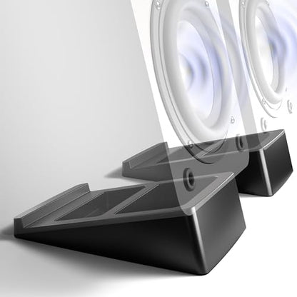 VIVO Medium 5 x 8 inch Desktop Speaker Stands, Desk Studio Wedge with 15° Tilt Design, Audio Stand Riser for Bookshelf Speakers, Anti-Vibration, Set of Two, Black, STAND-SP2A-M - size: 5 x 8 inch