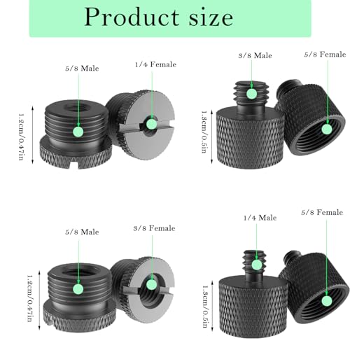 4 Pcs Mic Stand Adapter Set, for Microphone Stand Mount to Camera Tripod