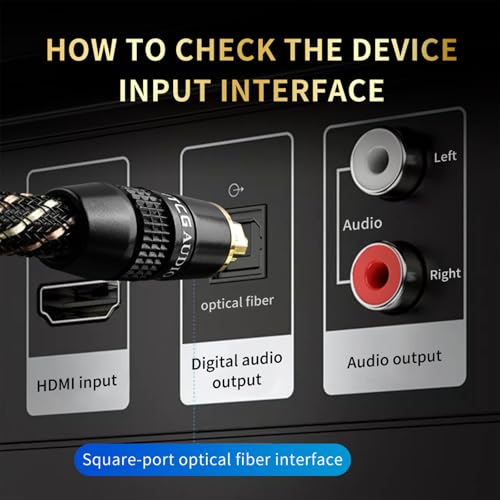 Audiophile HiFi Optical Audio Cable – POF, 24K Gold-Plated Plugs, Digital Optical Audio Cable with Nylon Braid,Compatible with AV receivers,TV,Speaker,CD & Home Theater(3.28ft/1m) - size: 3.28ft/1m
