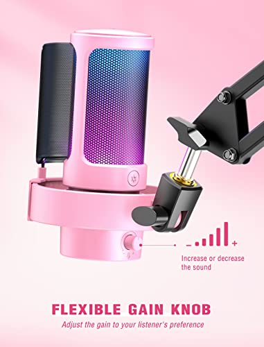 FIFINE A8 Pink Gaming USB Microphone, Condenser Desktop Mic for PC PS4/5 - size: A8P-Desktop